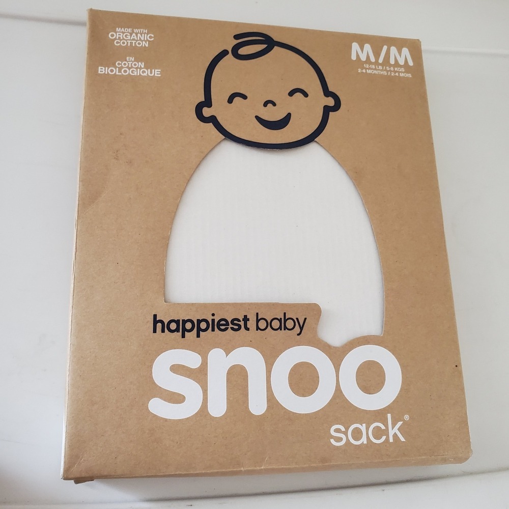 Happiest Baby SNOO Sack Organic Cotton Swaddle Ivory White Size Medium M 12-18lb